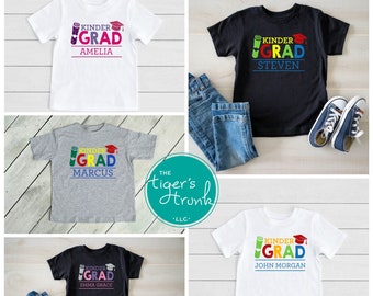 Personalized Kindergarten Graduation Gifts for Kids, Kinder Graduation Shirt for Boys, Childs Name Shirt for Girls, End of Year Shirt