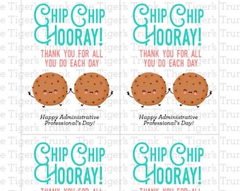 Printable Cookie Thank You Cards, Administrative Professionals Day, Cookie Theme, Office Gifts, Assistant Appreciation