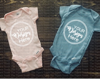Download Free Mockups | Baby Mock Up | Infant Shirt Mockup | Pink and Blue | Shirt Mock Up | Blank Shirt Mockup | Mockup Shirt (png file) PSD Template
