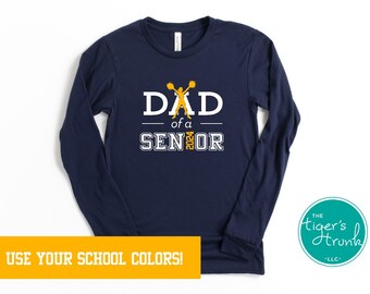 Back to School Senior Cheer Gift for Dad, Class of 2024 Tee, Personalized Class of 2024 Senior Cheerleading Dad Shirt, Custom School Colors