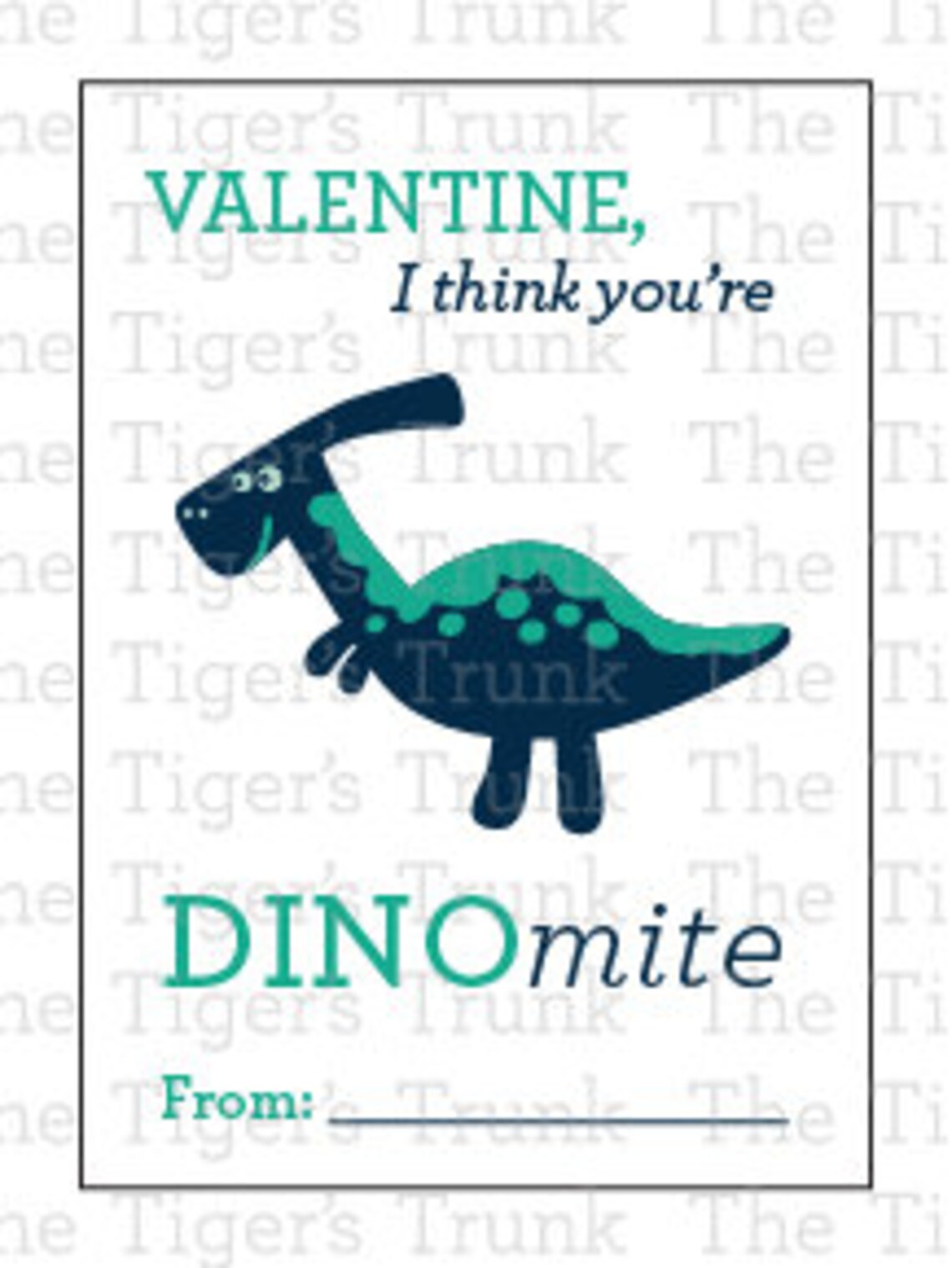 Printable Valentines Card for Kids Dinosaur Printable | Etsy