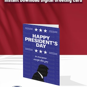 Carte de fête des présidents imprimable à téléchargement immédiat, voeux anti-atout drôle, carte électronique satire de la démocratie, carte numérique politique sarcastique