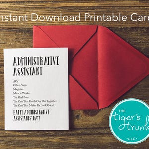 Biglietto di ringraziamento per assistente amministrativo stampabile, download immediato Funny Office Ninja, ringraziamento digitale per il giorno dell'amministrazione, regalo per il personale dell'ufficio