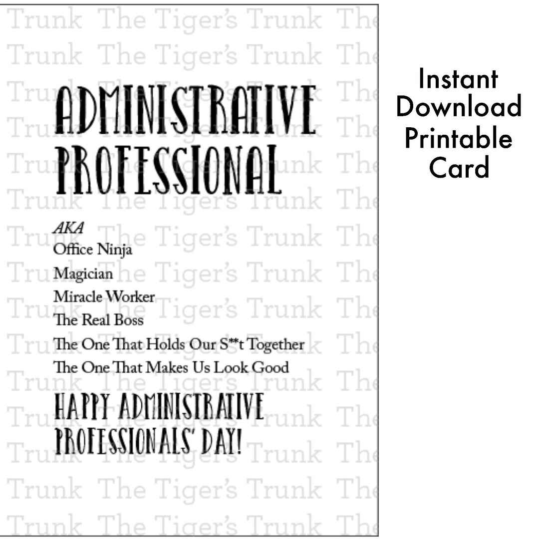 Printable Administrative Professional's Day Card, Printable Card ...