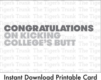 Printable Black and White Graduation Card, College Graduation Gift, Instant Download, Congratulations on Graduating, Last Minute Gift Ideas
