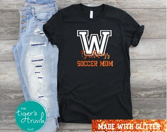 Custom Soccer Mom Shirt with School Letters and Mascot, Team Spirit Shirt, Soccer Shirt, Team Spirit Tee, Sports Parent Shirt, Mascot Shirt