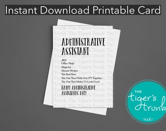 Regalo per il giorno dell'assistente amministrativo, biglietto di ringraziamento stampabile, regalo di apprezzamento digitale con download istantaneo, definizione divertente, assistente amministrativo