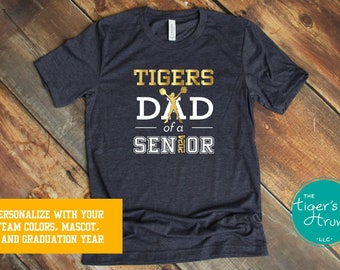 Personalized Class of 2024 Senior Cheerleading Dad Shirt, Custom School Colors Game Day Shirt, Mascot Shirt, Senior Cheer Gift for Dad