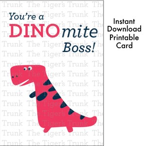 Boss Day Printable Card from Group, Funny Boss Gift, Dinosaur Theme Boss Appreciation, Best Boss Instant Download, Digital Greeting Card