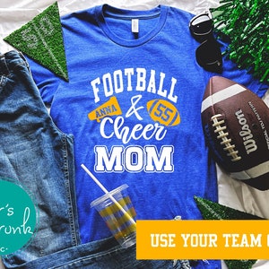 Football and Cheer Mom Shirt, Football Mom, Football Shirt, End of the Year Gifts, School Spirit Cheerleading Shirts, Custom Game Day