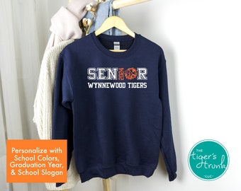 Custom Senior Cheer Graduation Gift, Cheerleading Sweatshirt, Personalized Senior Shirt, School Color, Custom Team Mascot, Class of 2024