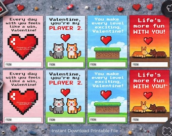 Video Gaming Printable Valentine's Day Cards