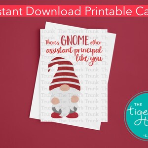 Afdrukbare waarderingskaart adjunct-directeur, direct download kabouterthema, grappig bedankkaartje, pdf-formaat, DIY-schoolcadeau, Admin Week