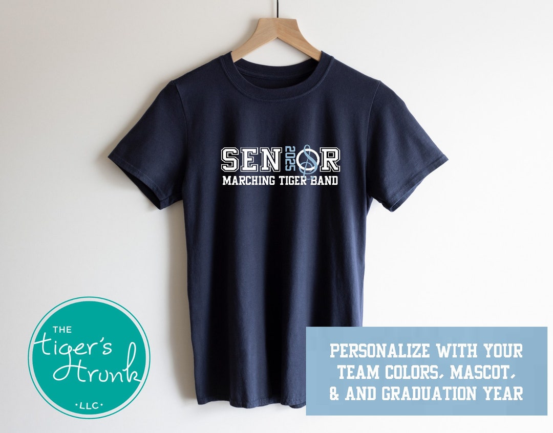 Personalized Class of 2025 Senior Band Gifts, Band Tee Graduation Gift, School Colors, Senior
