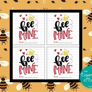 Printable Honey Bee Valentine Tags, Valentine Treat Tags, Fun Kids Valentine Printables, Instant Download, DIY Valentine Cards for Classroom