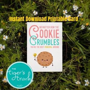 Afdrukbare waarderingskaart schoolhoofd, themakaart koekjes direct downloaden, grappige bedankkaart, pdf-formaat, DIY-schoolcadeau, schoolhoofdweek
