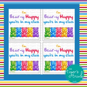 Cartes imprimables pour la rentrée, mots de bienvenue amusants sur le thème des ours, joli téléchargement immédiat pour la première journée d'école, cadeau enseignant à élève