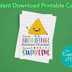 Afdrukbare waarderingskaart adjunct-directeur, direct downloaden Nacho-thema, grappig bedankkaartje, pdf-formaat, DIY-schoolcadeau, Admin Week