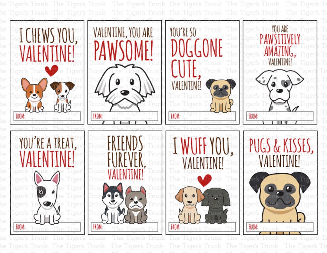 Editable Dog Classroom Valentines Cards – Simple Desert Designs