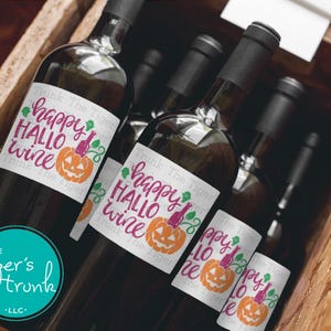 Instant Download Happy Hallowine Party Decor, Printable Halloween Wine Bottle Label, DIY Wine Lover Gift, Funny Halloween Drink Label