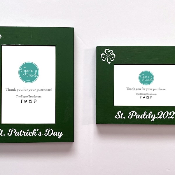 Hand-Painted St Patricks Day Wooden Picture Frame, Green Irish Holiday Frame, Parade Pictures, St Paddys Day Gift, St Patricks Day Decor