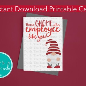 Carte de remerciement imprimable pour employé, carte de remerciement Gnome à téléchargement immédiat, cadeau de reconnaissance amusant sur le lieu de travail, note de gratitude pour collègue mignon