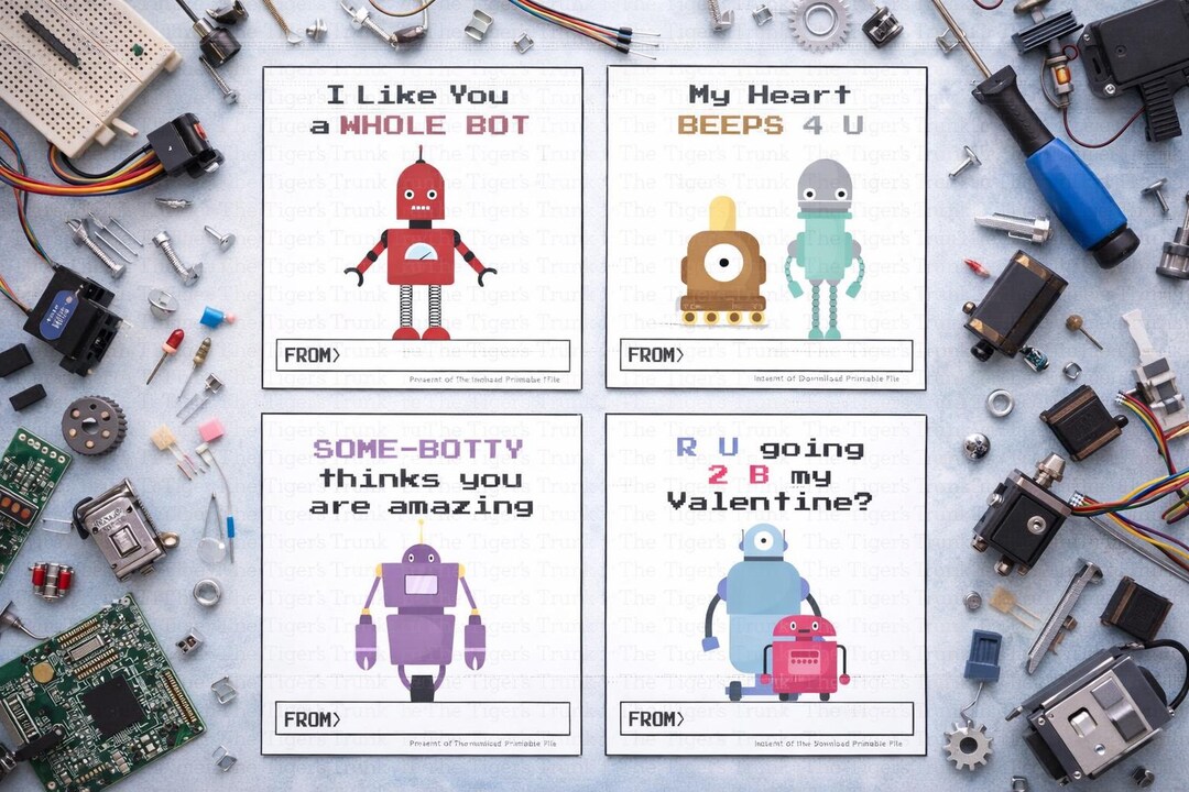 STEM Robotics Printable Robot Valentine's Square Cards - Etsy Canada