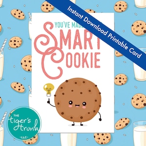 Carte de remerciement pour enseignant imprimable, You Made Me One Smart Cookie, téléchargement immédiat, jolie carte de remerciement numérique, cadeau adorable pour le personnel de l'école