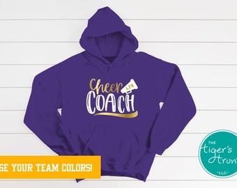 Personalized Cheer Coach Hoodie Sweatshirt, Mascot Shirt, Team Colors, School Letters, Cheelreading Sweatshirt, End of the Year Gift