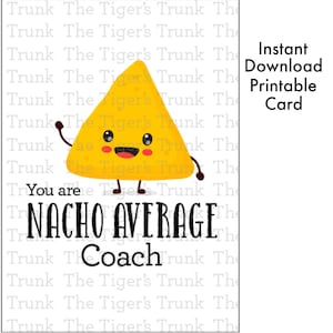 Favoriete coach waardering cadeau, afdrukbare grappige coachkaart, bedankkaart coach, cadeau sportcoach, Nacho Average Coach, direct downloaden