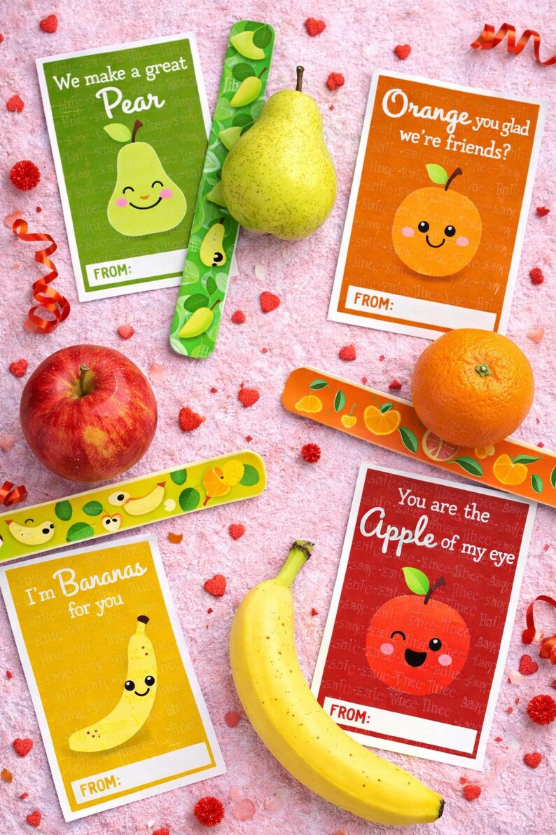 Fruit Valentines Printable, Instant Download Valentine Cards for Kids ...
