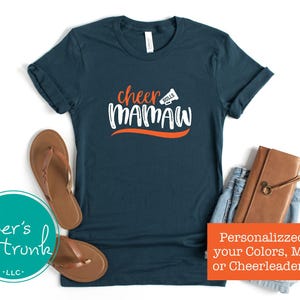Personalized Cheer Shirts, Cheer Mamaw Shirt, Cheerleader Name, Grandmother Name, Custom Team Colors Game Day Shirt, Back to School Gift