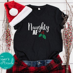 Ladies V-Neck Christmas Shirt, Xmas Holiday Shirt, Christmas Tank Top, Women&#39;s Christmas Shirt, Stocking Stuffers, Edgy Christmas Shirts