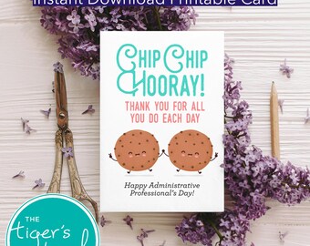 Printable Administrative Profesional Appreciation Card, Instant Download Cookie Theme, Funny Admin Day Digital Thank You, Office Staff Gift
