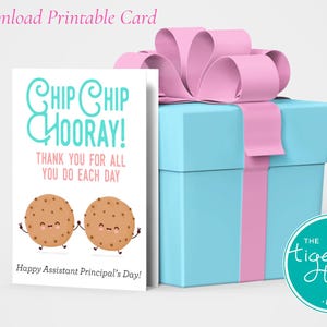 Afdrukbare waarderingskaart adjunct-directeur, Cookie-thema direct downloaden, grappig bedankkaartje, pdf-formaat, DIY Admin Week School Gift
