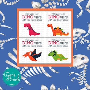 Cartes imprimables DIY pour la rentrée, téléchargement immédiat du professeur amusant sur le thème des dinosaures, cartes de remerciements pour la classe, notes de fin d'année pour les élèves