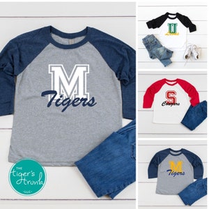 Customized School Spirit Shirt, Teacher Appreciation Gift, Personalized Game Day Shirt, End of the Year Gift, School Letters, Custom Mascot image 2