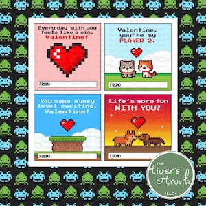Video Game Valentine Tags, Fun Gamer-Themed Treat Tags, Instant Download, DIY Valentine Printables for Kids, Unique Classroom Exchange Tags
