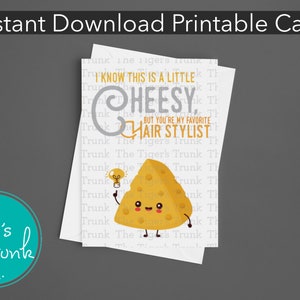 Regalo di formaggio per parrucchieri, biglietto di ringraziamento stampabile, regalo di formaggio per cosmologo, apprezzamento per parrucchieri, regalo a tema formaggio per estetista