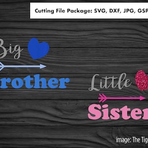 Big Brother Little Sister Pliki do cięcia, SVG, DXF, PNG i więcej, Pliki do cięcia dla rodzeństwa, Pakiet do tworzenia dla rodziny, Pliki do druku