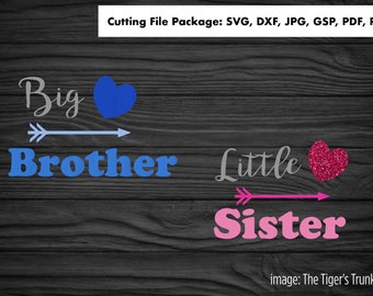 Big Brother Little Sister Cutting Files Bundle, SVG, DXF, PNG and More, Sibling Cutting Files, Family Crafting Bundle, Printable Files