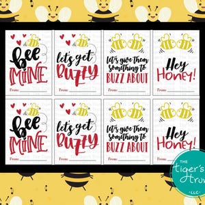 Printable Honey Bee Valentine Cards, Cute Kids Valentine Cards, Fun Classroom Valentines, Instant Download, DIY Valentine’s Day Printables