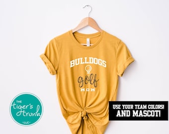 Personalized Golf Mom, Custom School Colors, Personalized Golf Tee, Mascot Golf Shirt, Match Day Shirt, Game Day Shirt, Proud Mom of Golfer