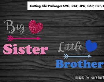 Big Sister, Little Brother Cutting File Package, Cutting File Bundle, Sibling Love, Sibling Gift, Digital Download