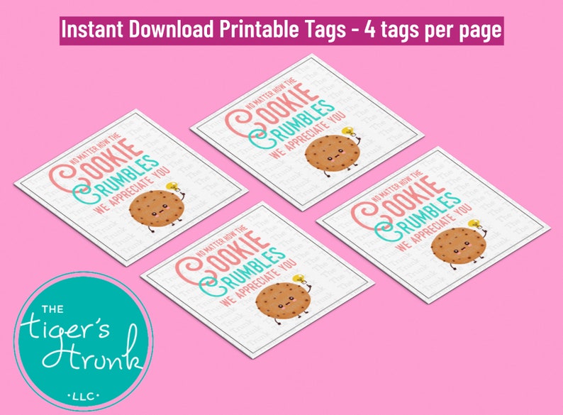 Cookie Appreciation Gift Tags: Printable Thank You Cards (PDF) - Etsy