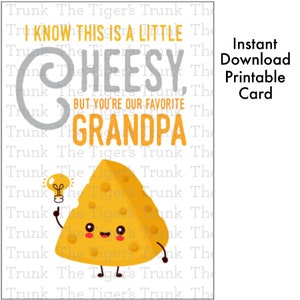 Carte de fête des grands-parents imprimable bricolage, carte au fromage pour grand-père, cadeau grand-père à téléchargement immédiat, jolie carte de fête des pères, cadeau grand-père drôle
