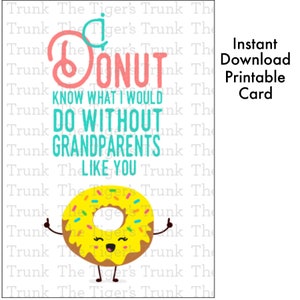 Cartes drôles de grands-parents pour grand-père, cadeau grand-mère imprimable bricolage, carte de beignet pour grand-mère, téléchargement immédiat, cadeaux grand-père