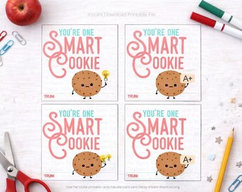 You're One Smart Cookie Printable Valentine's Day Card Gifts for Students