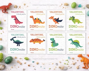 DINOmite quadratische Valentinstagskarten zum Ausdrucken