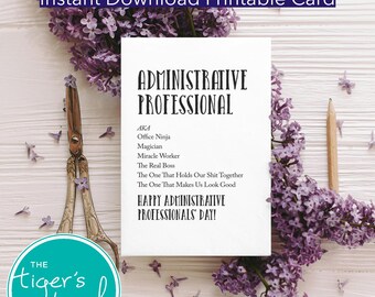 Printable Administrative Professional's Day Card, Printable Card, Administrative Professional's Day printable card